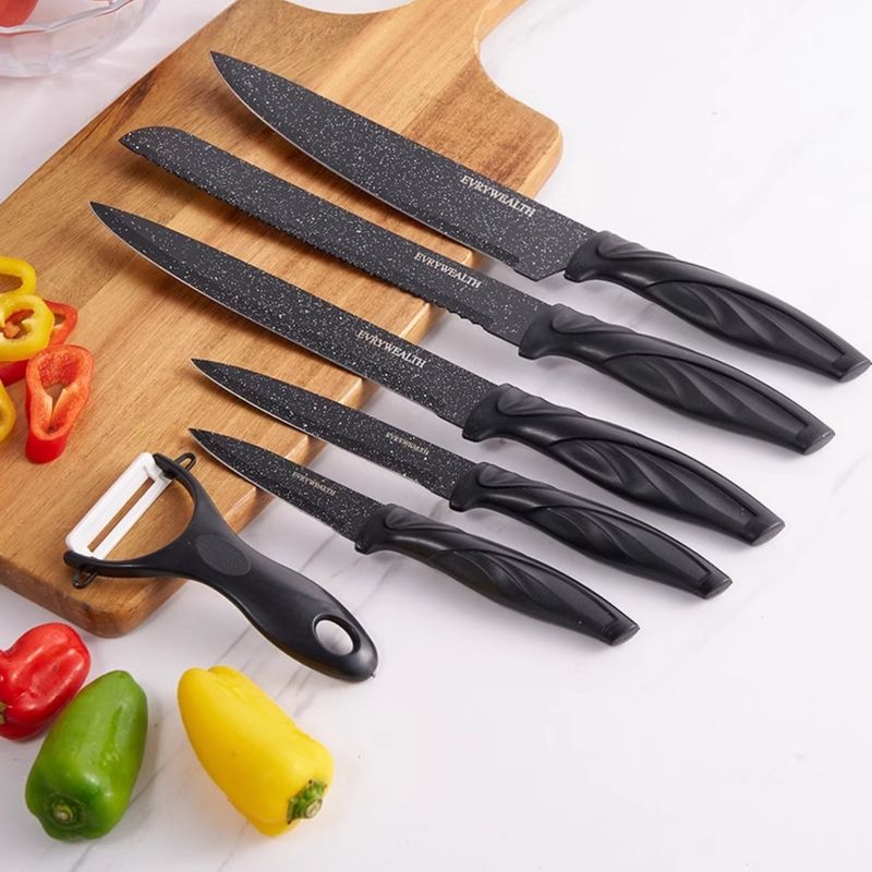 HOMESTAR - 6 Pzs Set Cuchillos de Cocina Serie Noche Estrellada Acero Inoxidable