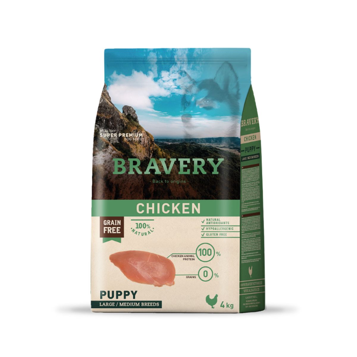 BRAVERY - Bravery Chicken Puppy Large/Medium Breeds, 4 kg