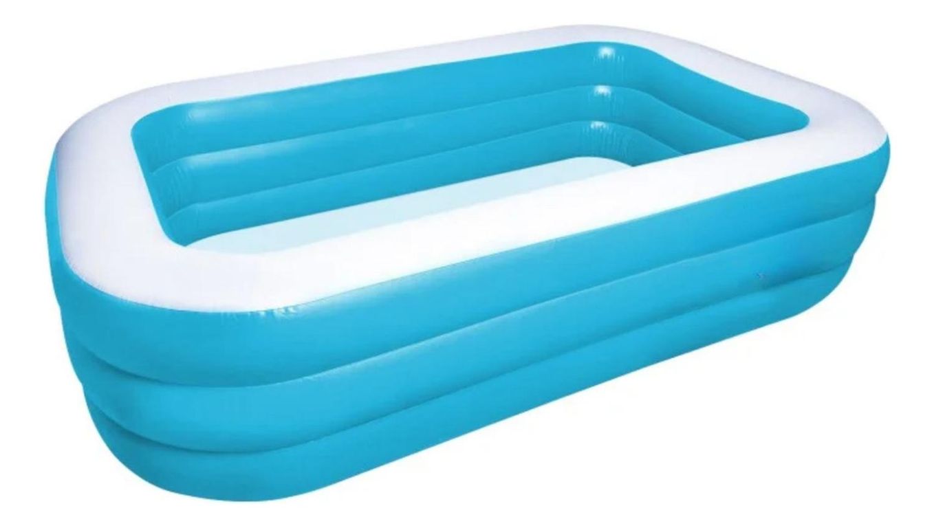 Piscina Inflable Infantil Azul 210x150x60 cm