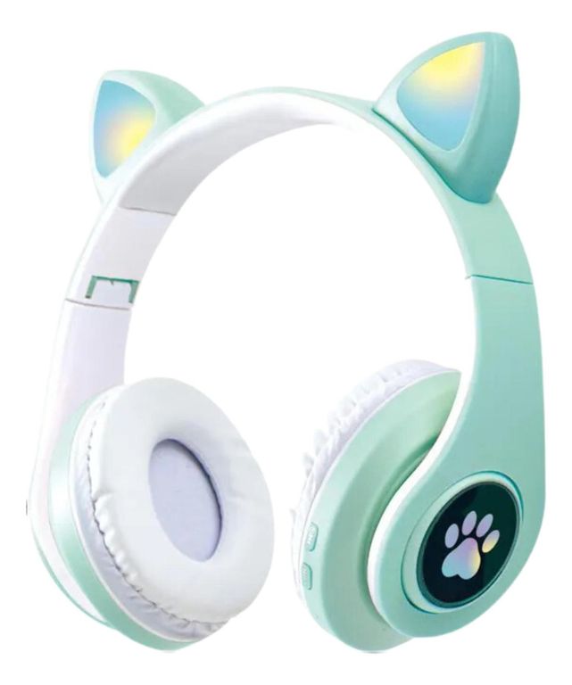 Audifonos inalambrico Orejas Gato Led Wireless Bluetooth Verde