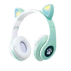 IMPORTCLICK - Audífonos inalámbrico Orejas Gato Led Wireless Bluetooth Verde