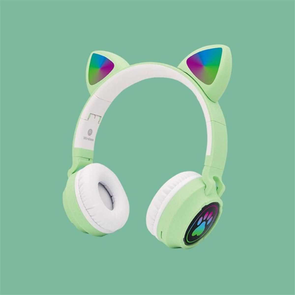 IMPORTCLICK - Audífonos inalámbrico Orejas Gato Led Wireless Bluetooth Verde