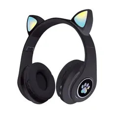 IMPORTCLICK - Audífonos inalámbrico Orejas Gato Led Wireless Bluetooth Negro