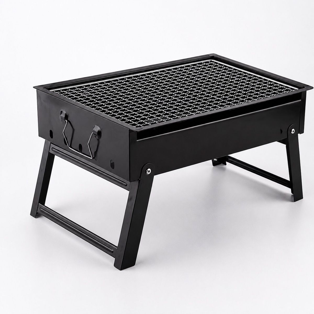 HOMESTAR - Parrilla portátil a carbón negra con ahumador