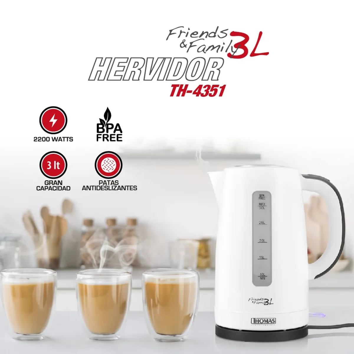 THOMAS - Hervidor Family & Friends TH-4351 de 3,0 lts
