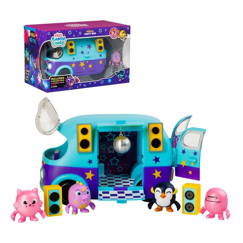 ANSALDO - Playste Autobus Con 3 Figuras De 4 Cms Y 3 Accesorios Piñata Smashlings