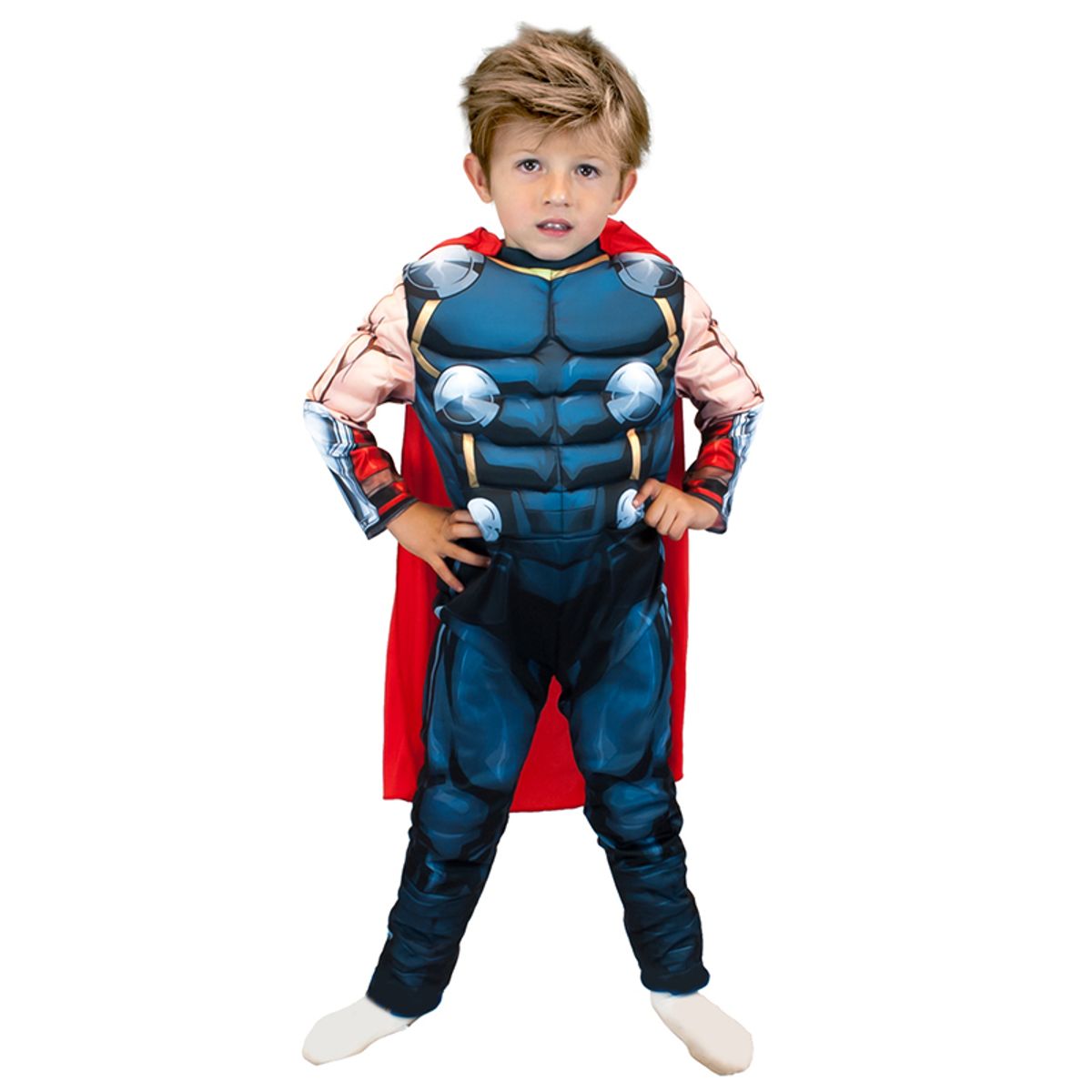 TODODISFRACESCHILE - Disfraz Thor con Músculos y Capa Marvel Talla 7 a 8 años