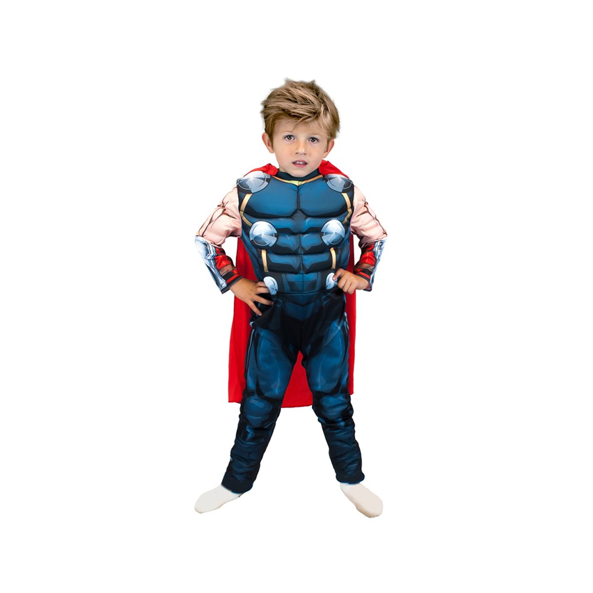 TODODISFRACESCHILE - Disfraz Thor con Músculos y Capa Marvel Talla 7 a 8 años