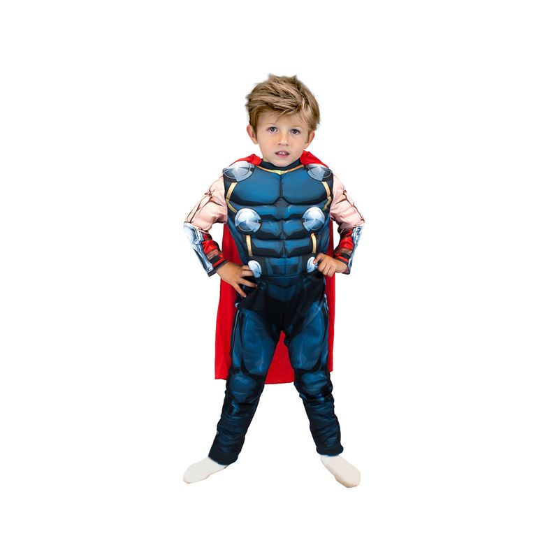 TODODISFRACESCHILE - Disfraz Thor con Músculos y Capa Marvel Talla 7 a 8 años