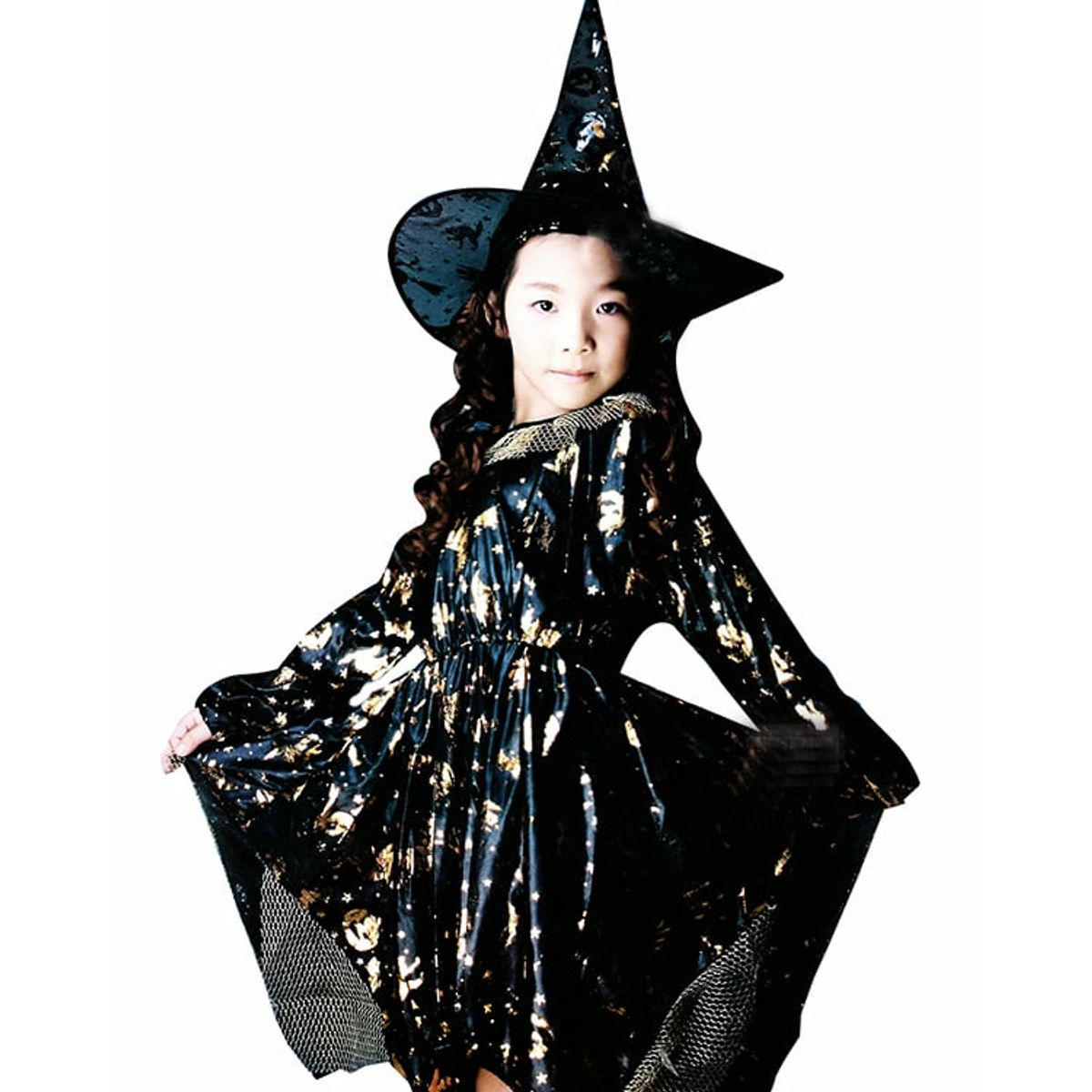 TODODISFRACESCHILE - Disfraz Bruja Brujita con Sombrero Talla 3 a 4 años