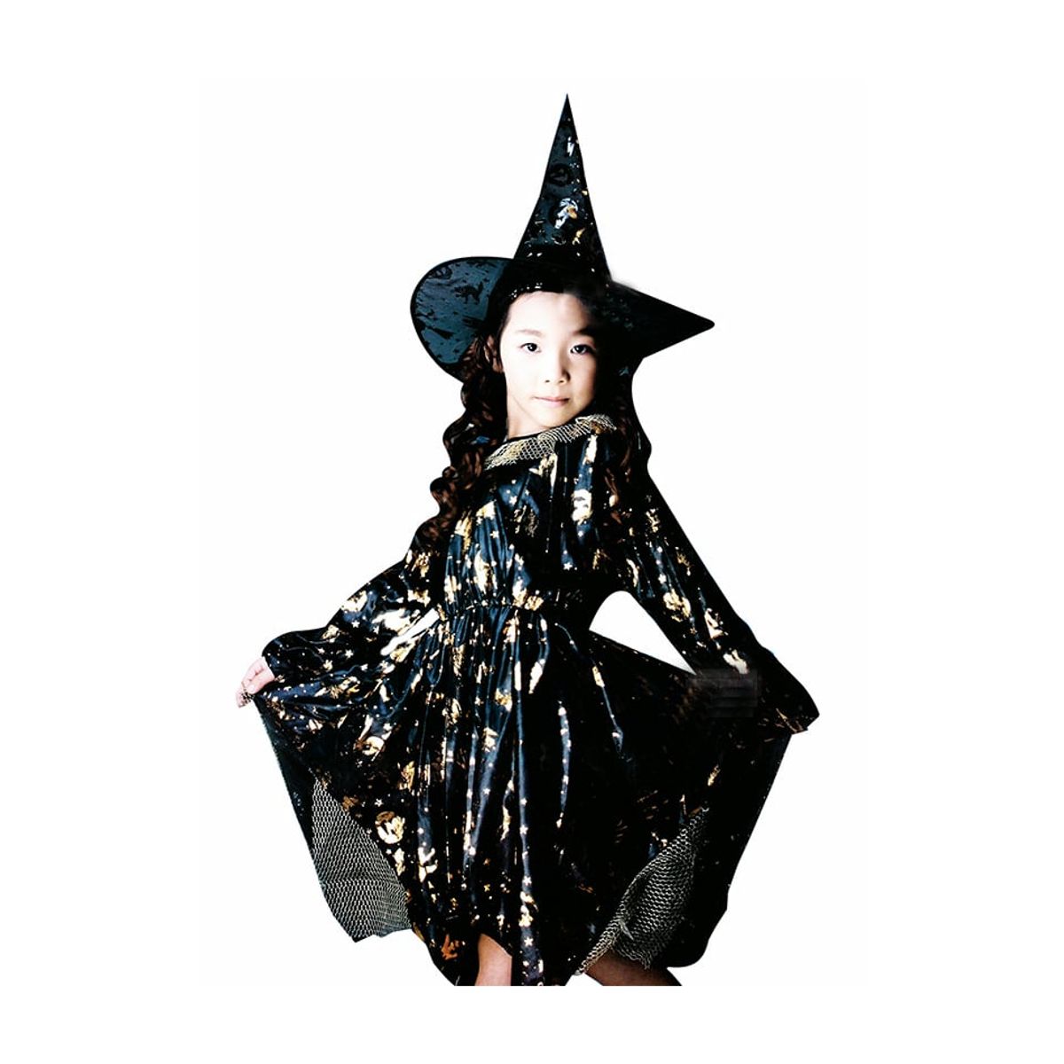TODODISFRACESCHILE - Disfraz Bruja Brujita con Sombrero Talla 3 a 4 años