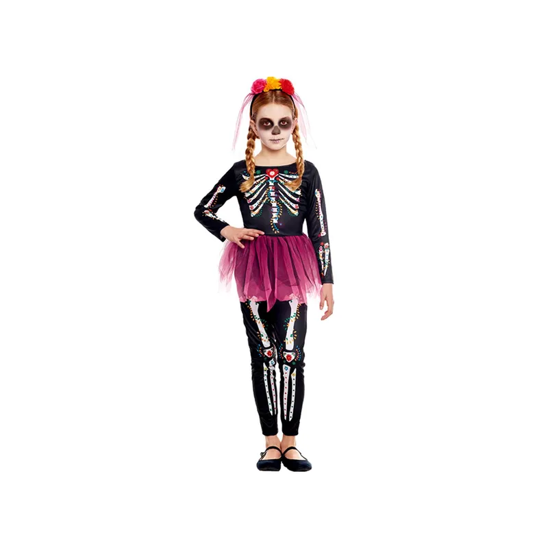 TODODISFRACESCHILE - Disfraz Catrina Deluxe Halloween Talla 10 a12 años