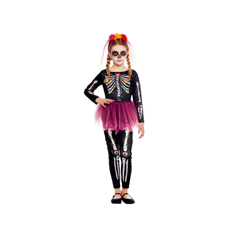 TODODISFRACESCHILE - Disfraz Catrina Deluxe Halloween Talla 5 a 6 años