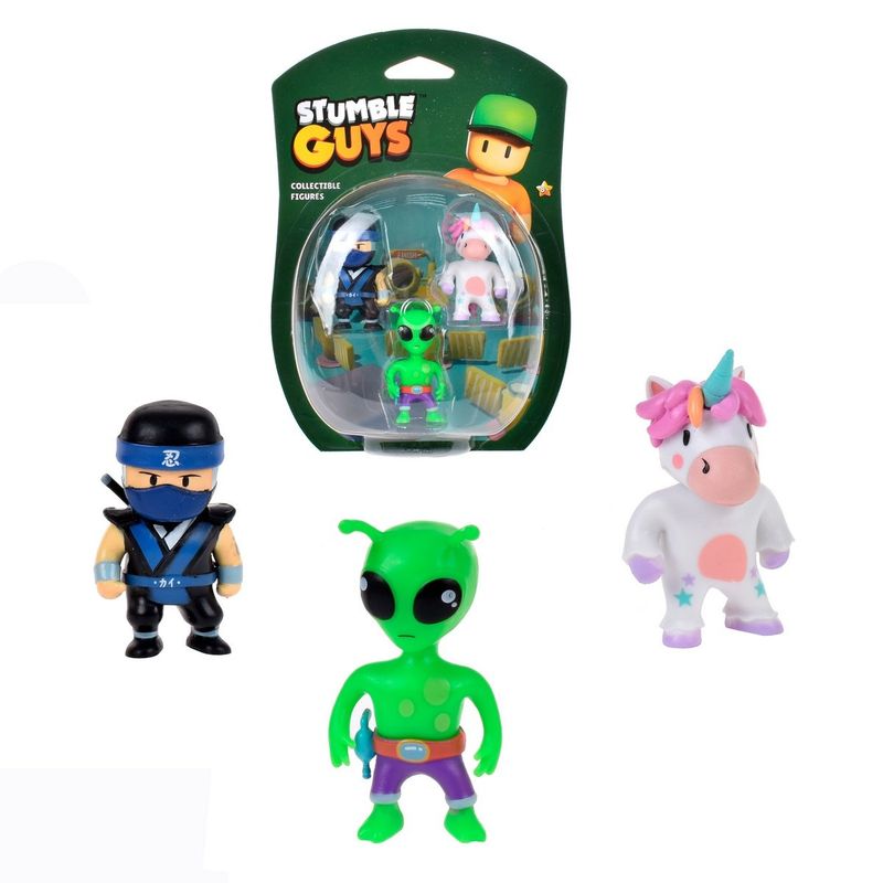 ANSALDO - PACK 3 FIGURAS 5 CMS STUMBLE GUYS - GREEN ALIEN