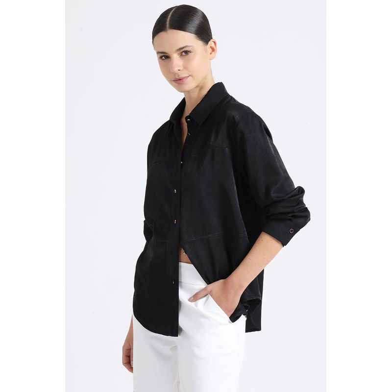 LIOLA - Camisa Recta Cortes, Negro Liola
