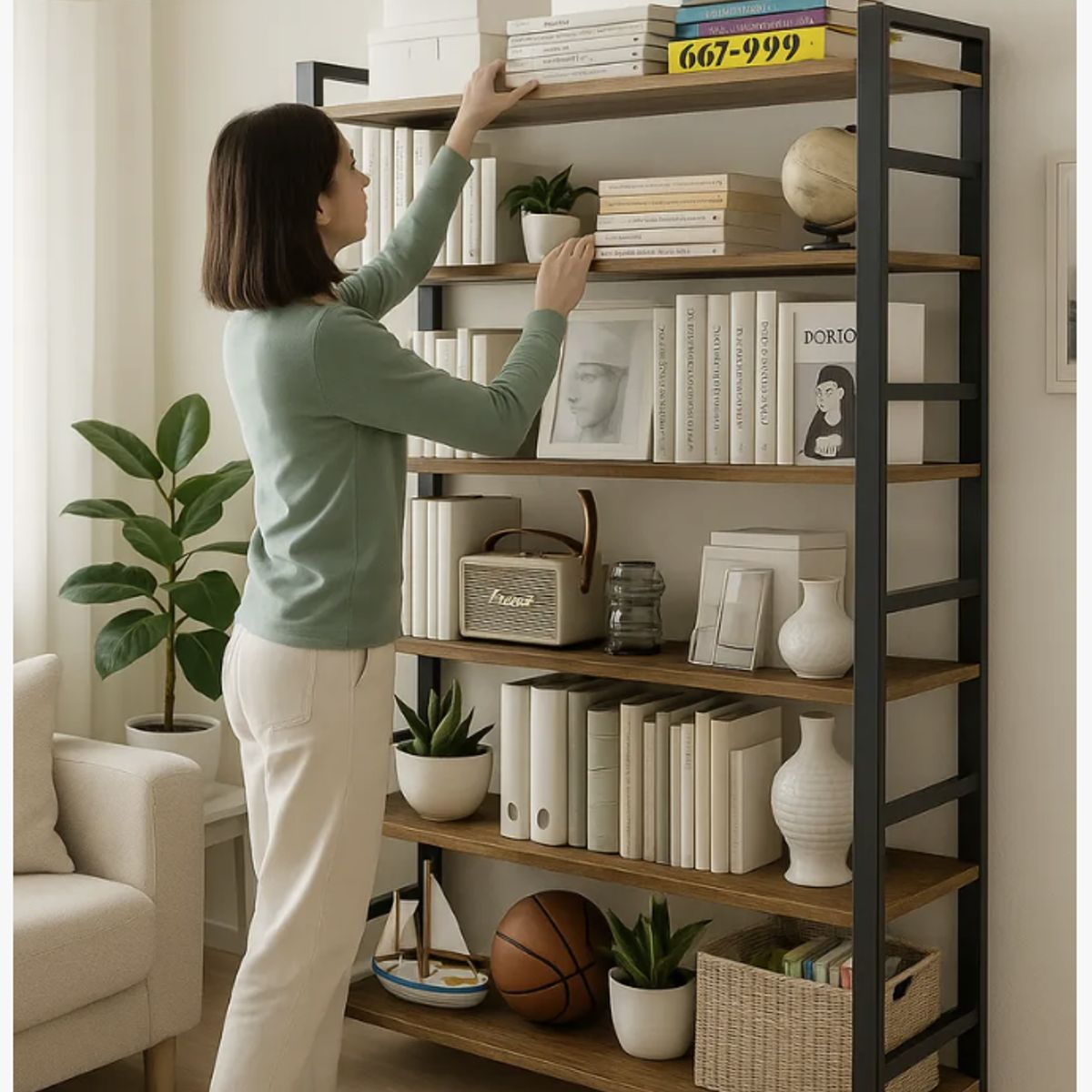 HOMER DESIGN - Organizador Estante Living librero bilioteca 80x30x174 Multifuncional