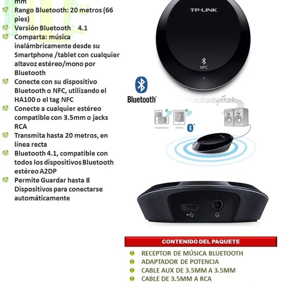 GENERICO - Ha100 Bluetooth Music Receiver