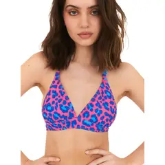 DAIKIRI BIKINIS - Daikiri Top de Bikini Mujer Azul Estampado Triángulo Ajustable Protección UV
