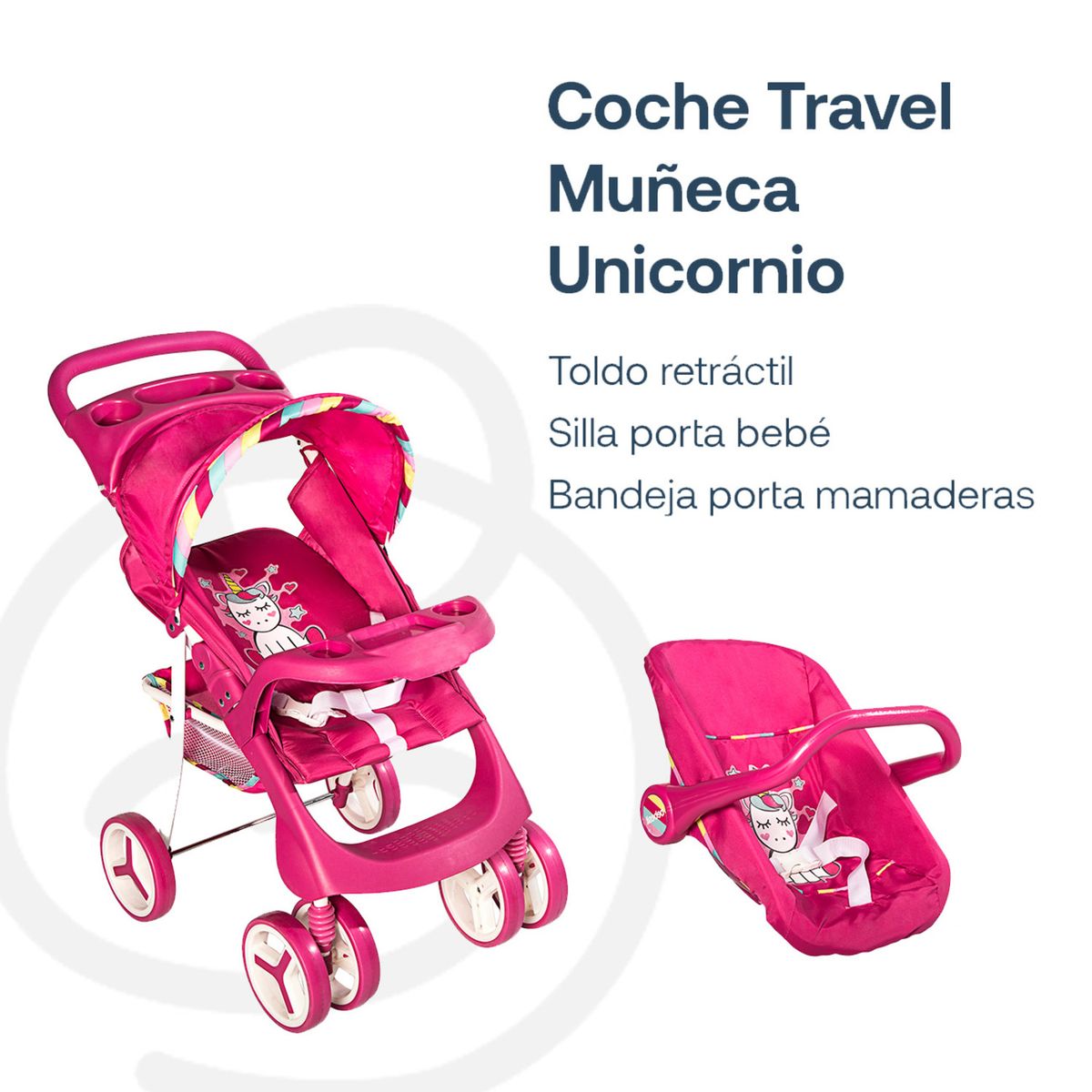 BEBESIT - Coche Muñeca Travel System Unicornio Bebesit