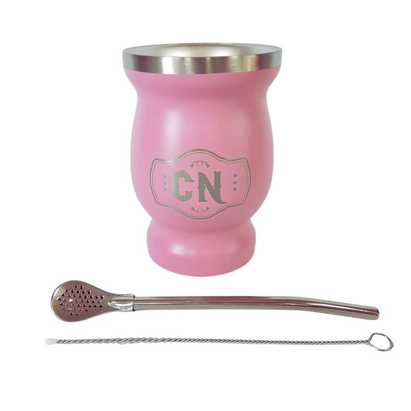 COSAS NUESTRAS - Mate De Acero Inoxidable - Kit De 3 Piezas rosado