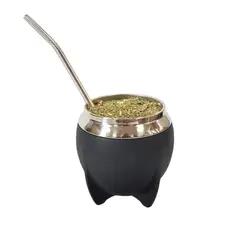 COSAS NUESTRAS - JUEGO DE MATE BOCON ACERO INOXIDABLE - Kit de 3 Piezas negro