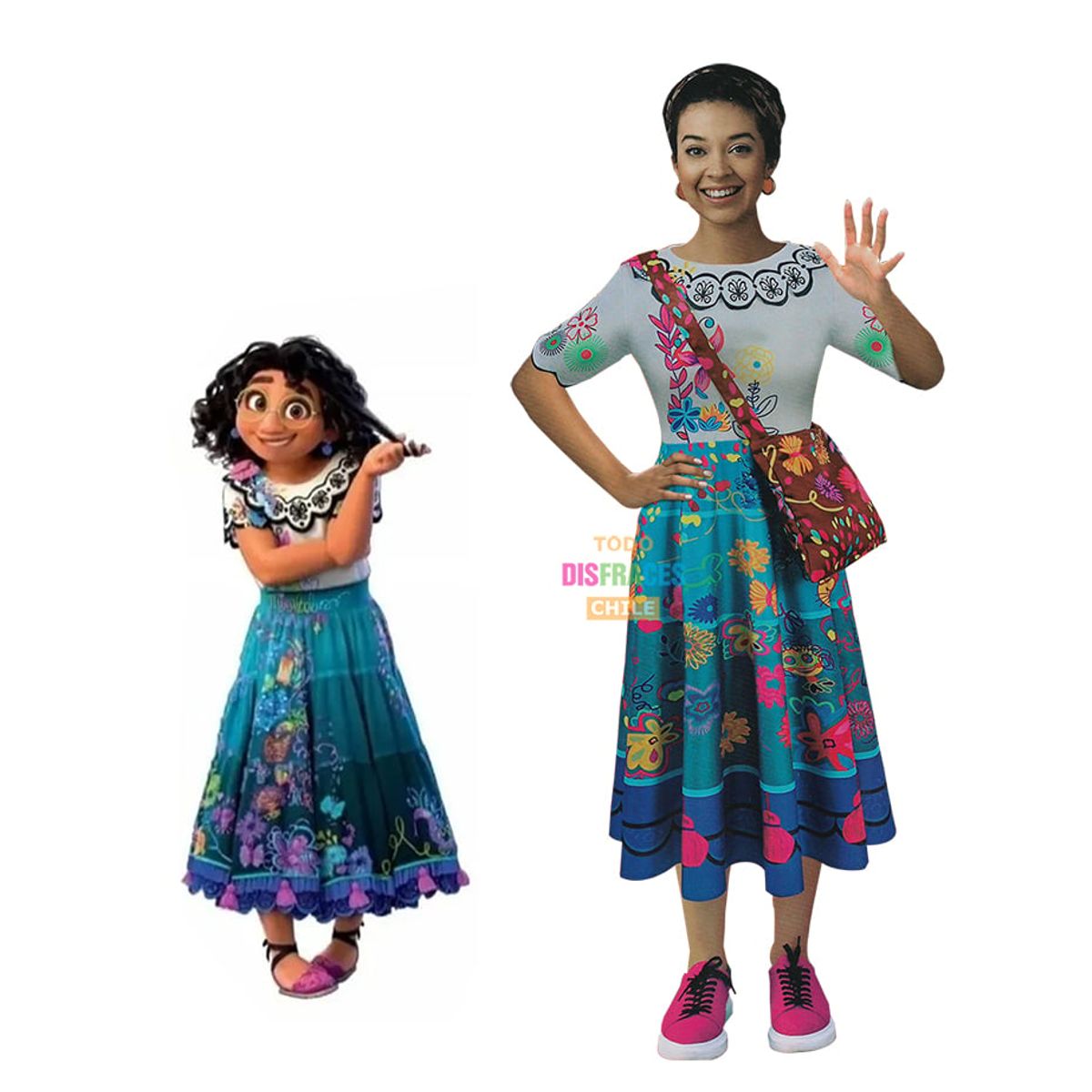 TODODISFRACESCHILE - Disfraz Mirabel Madrigal Encanto Con Bolso Talla 5 a 6