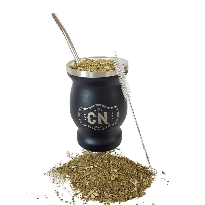 COSAS NUESTRAS - Mate De Acero Inoxidable - Kit De 3 Piezas negro