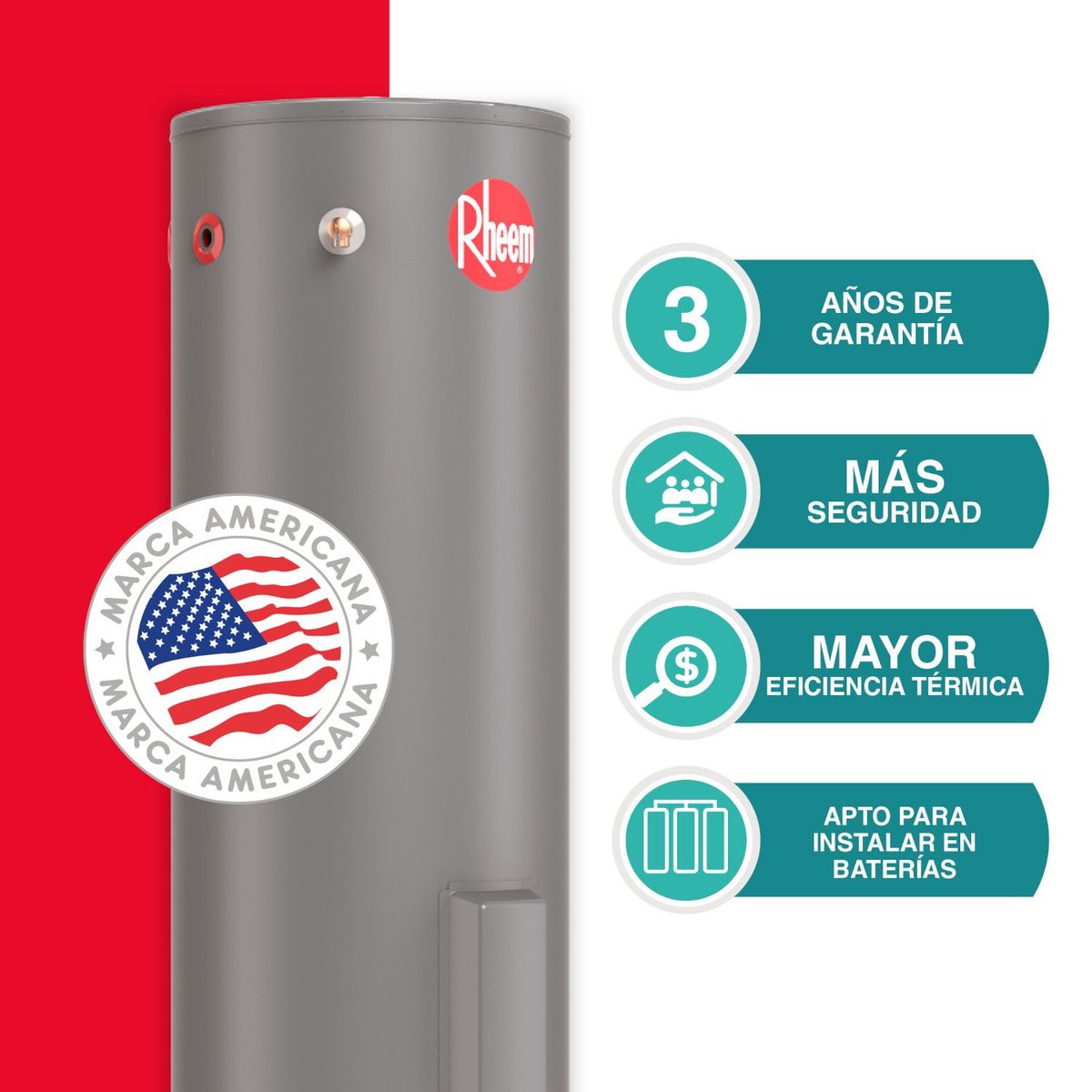 Termo Eléctrico de piso 500 litros 380v 6kW Rheem, marca RHEEM - Foto 2