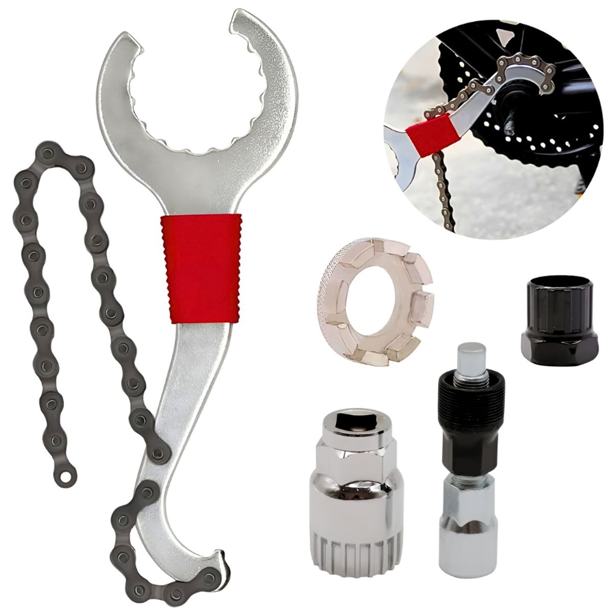 GENERICO - Herramientas Bici Extractor Motor Corta Cadena Llave 5pcs