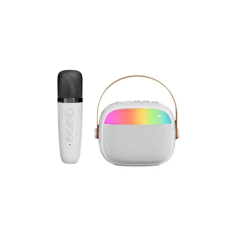IMPORTCLICK - Mini Parlante Karaoke Infantil Micrófono Portátil Recargable Blanco IMPORTCLICK