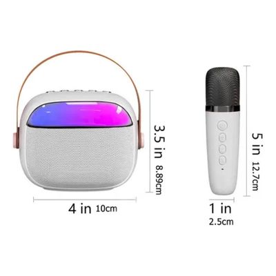 Imagen 2 del producto Mini Parlante Karaoke Infantil Micrófono Portátil Recargable Blanco