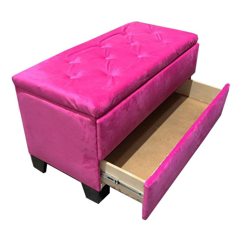 MUEBLES HVM - Banqueta Baul Zapatero HVM Rosado Felpa Pmadera