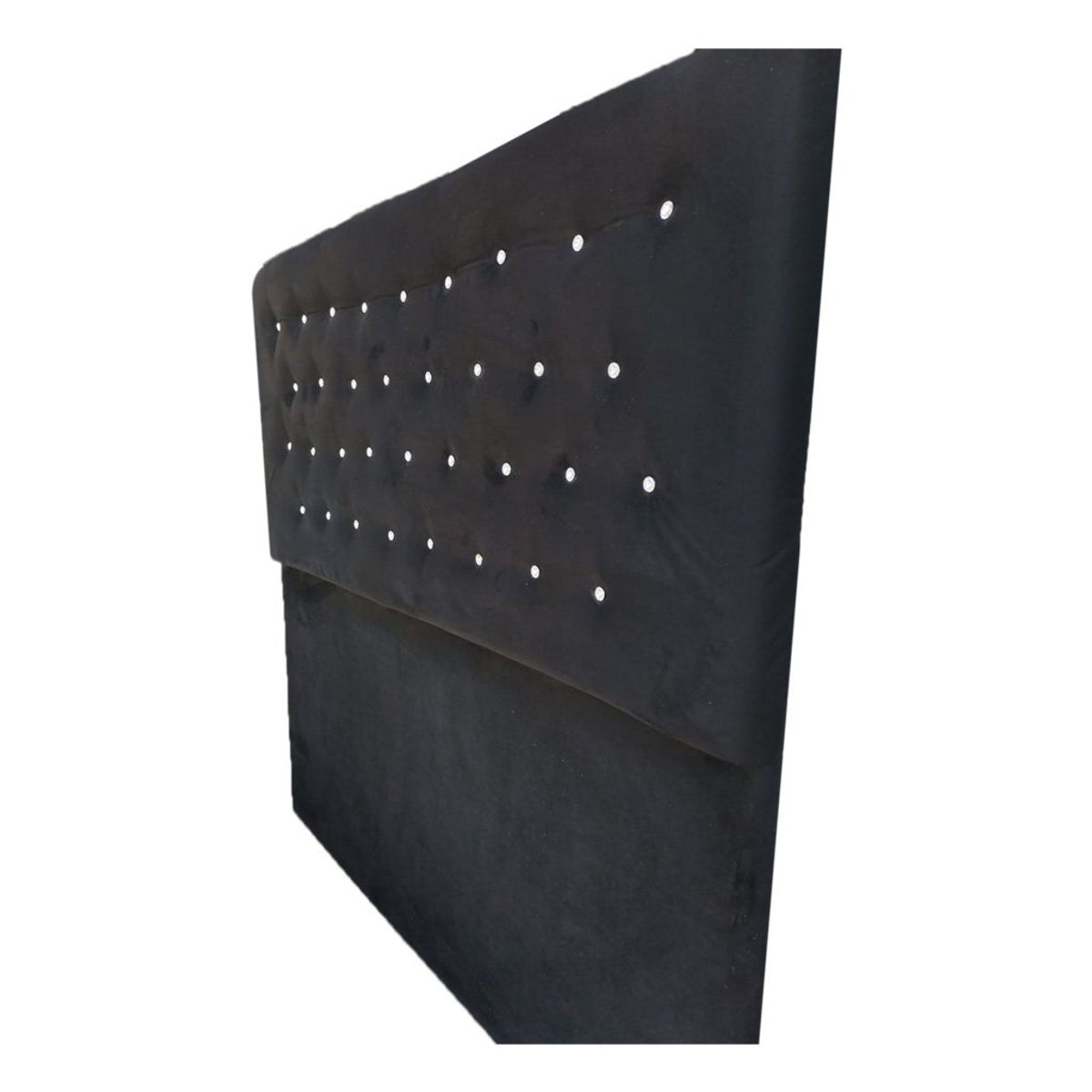 MUEBLES HVM - Respaldo a Piso HVM 2P Negro Felpa Boton Blanco