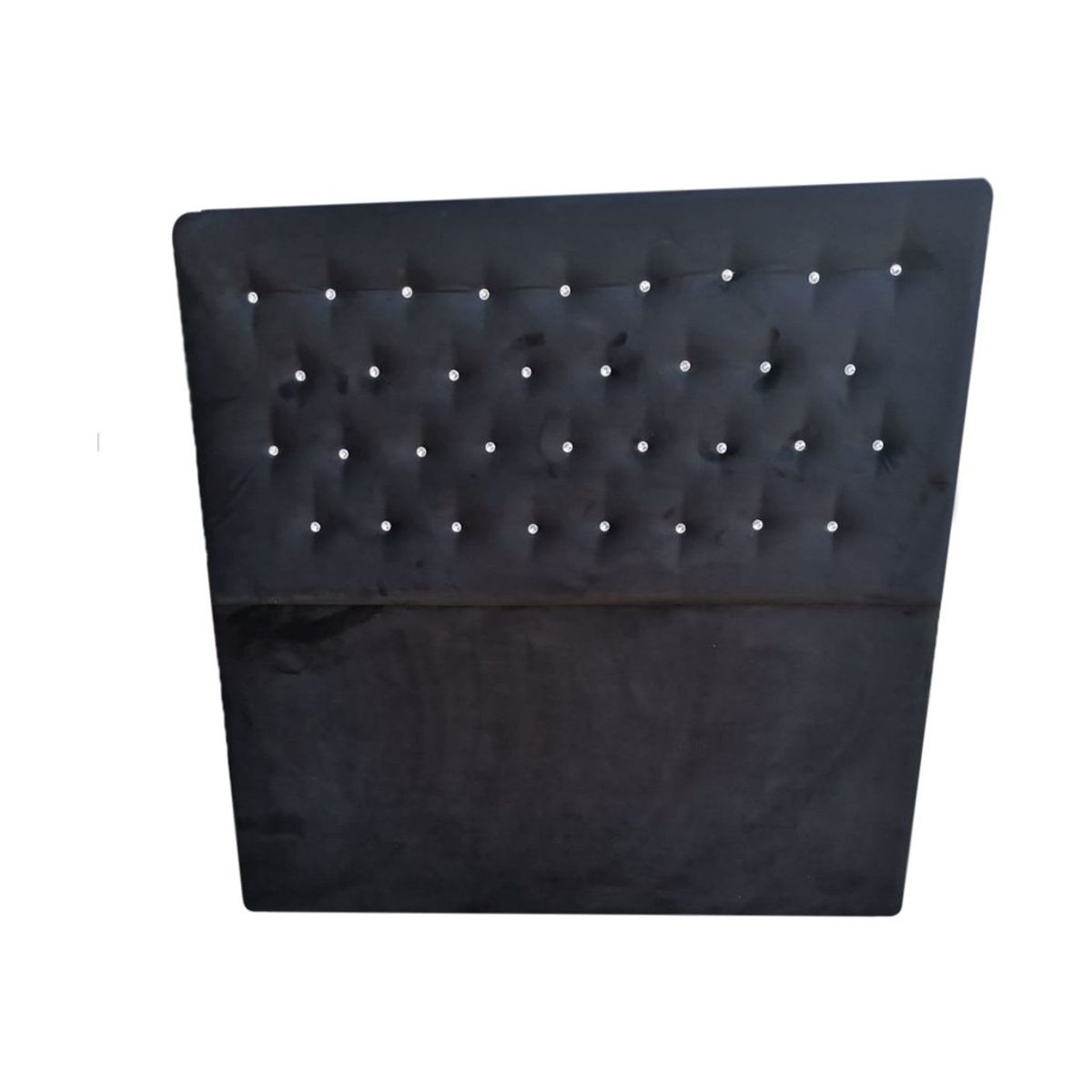 MUEBLES HVM - Respaldo a Piso HVM 2P Negro Felpa Boton Blanco