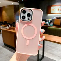 Carcasa Mate Para iPhone 13 y 14 Magnetica Rosada