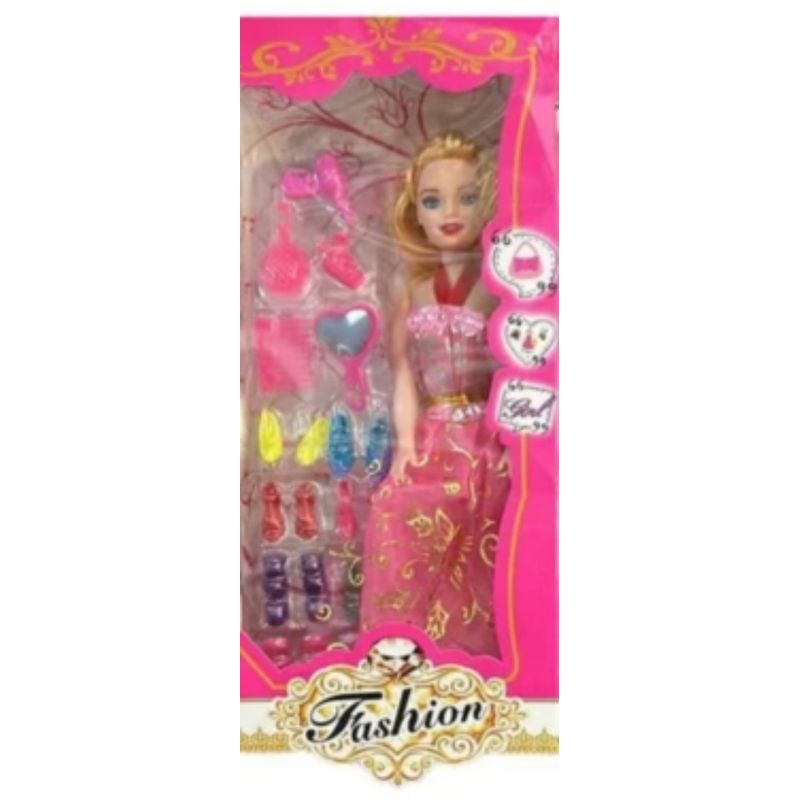 OEM - MUÑECA TIPO BARBIE FASHION CON ZAPATOS Y ACCESORIOS