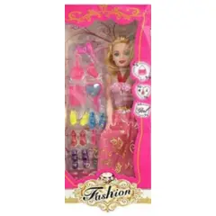 OEM - MUÑECA TIPO BARBIE FASHION CON ZAPATOS Y ACCESORIOS