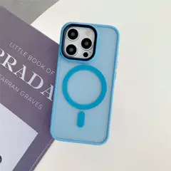GENERICO - Carcasa Mate Para iPhone 13 y 14 Magnetica Celeste