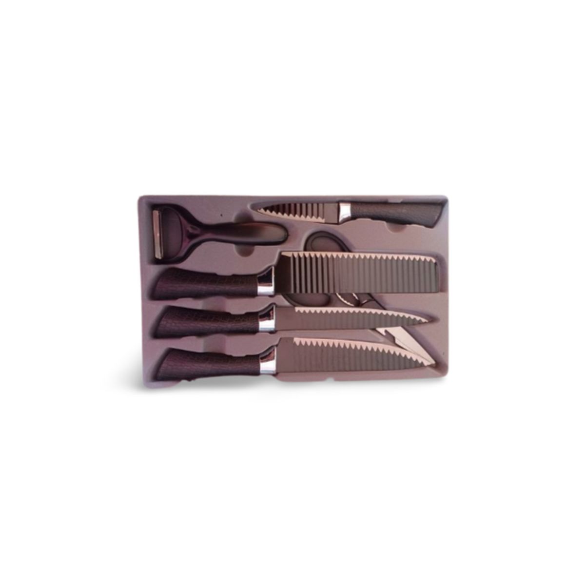 GENERICO - Set de Cuchillos de Cocina Prof. - 6 Piezas + Pelador y Tijeras Negro