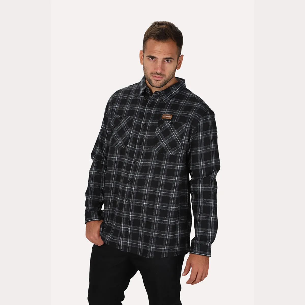 GANGSTER - Camisa ML Franela Nomad Negro Gangster