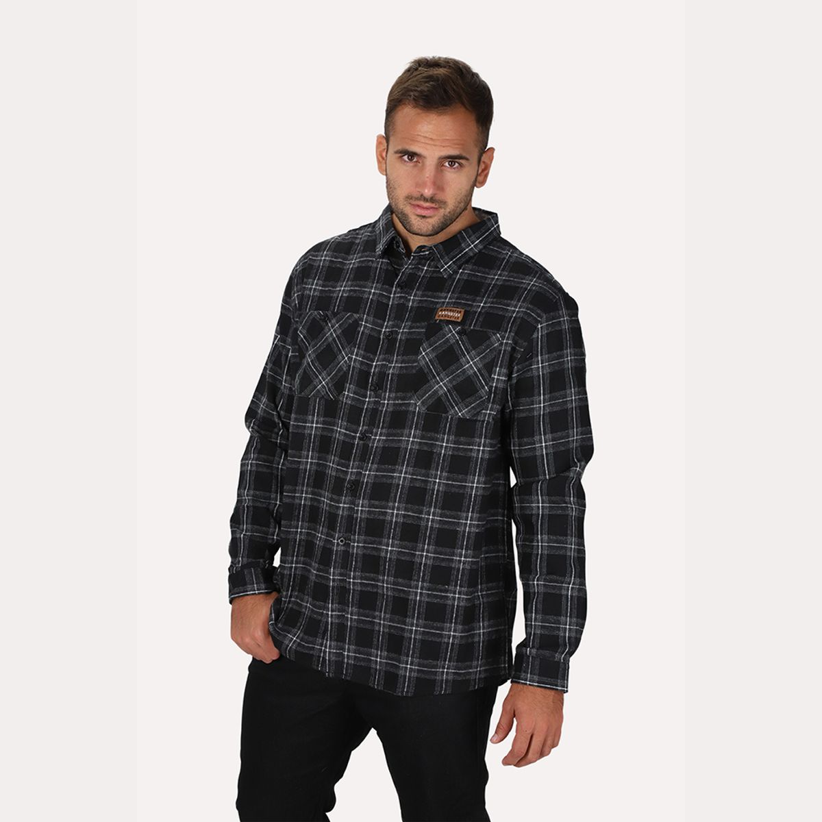 GANGSTER - Camisa ML Franela Nomad Negro Gangster