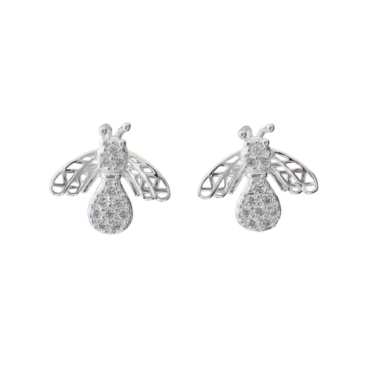 ANDREA COGGIOLA JOYAS - Aros Abeja Circón Plata Fina 925