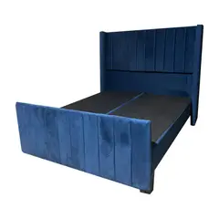 MUEBLES HVM - Base HVM Americana Dividida 2 Plazas Pmadera + Respaldo Azul