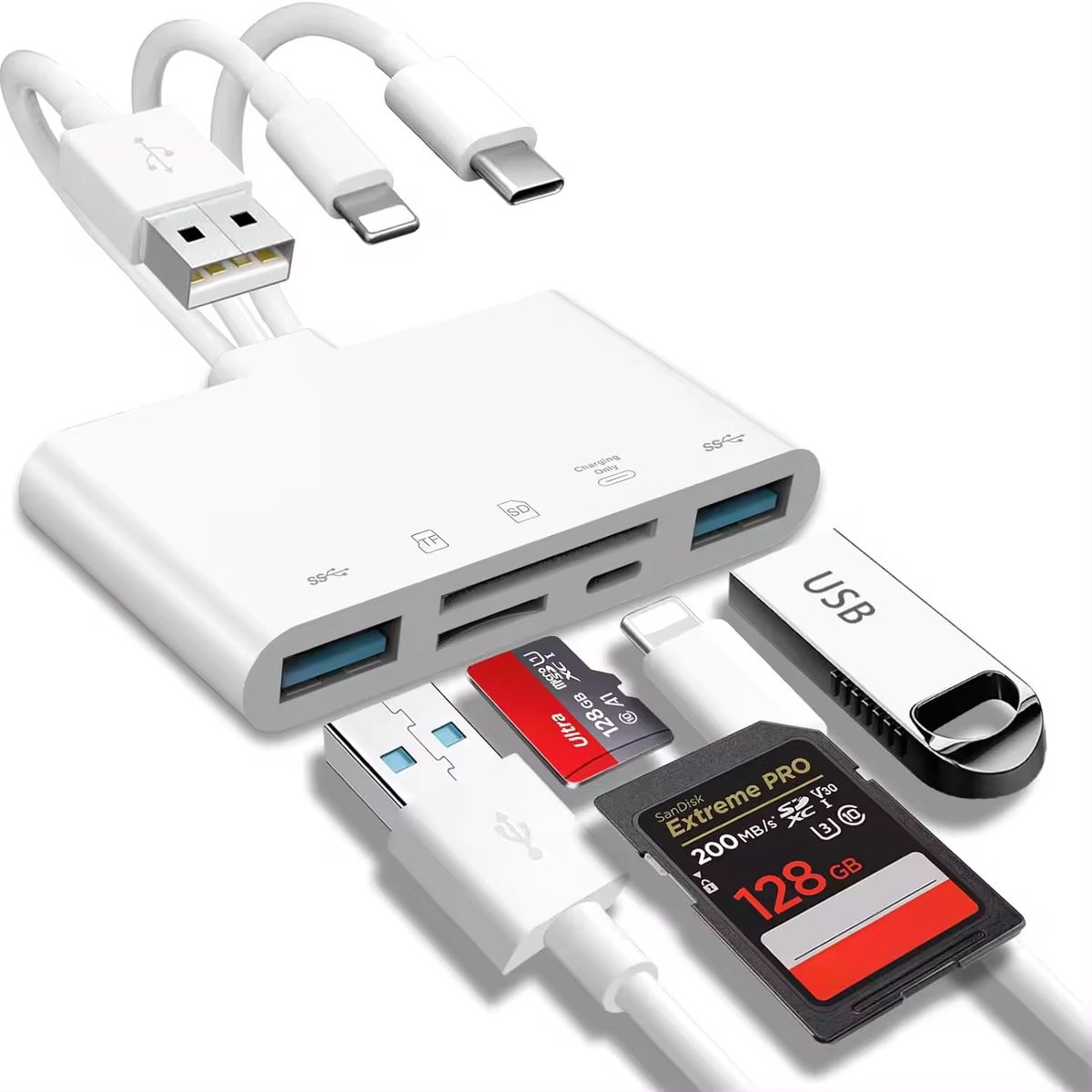GENERICO - Adaptador Hub Sd Para iPhone / Android / Macbook 5 En 1