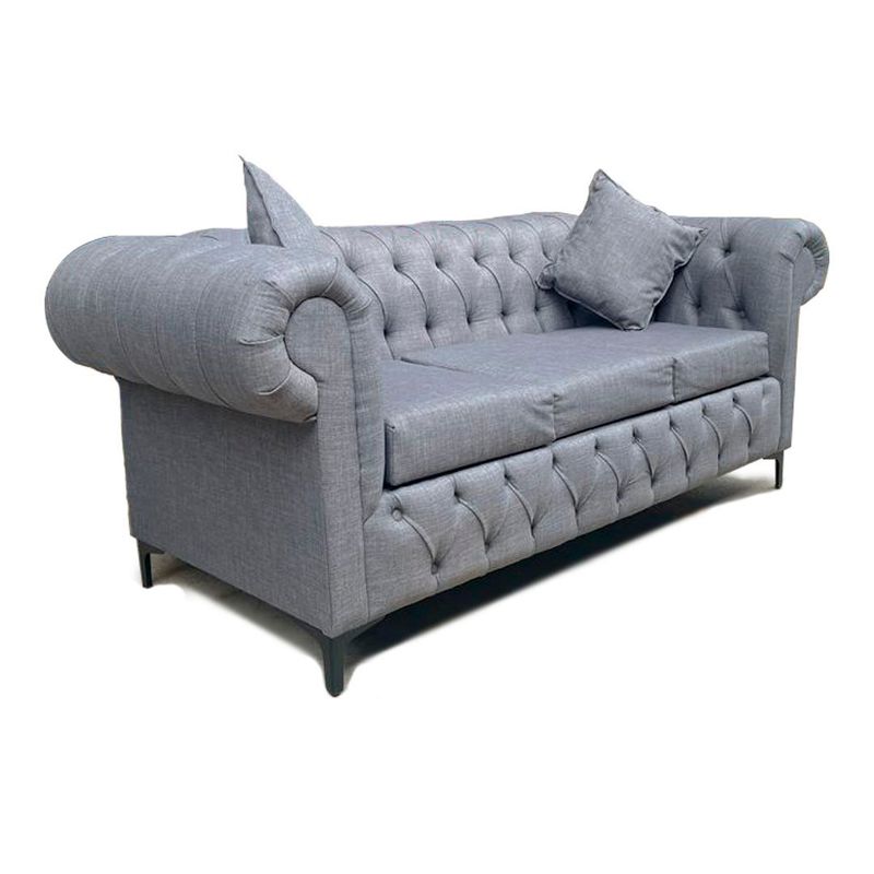 MUEBLES HVM - Sofa Chestefield Gris Lino 3C Pmetal