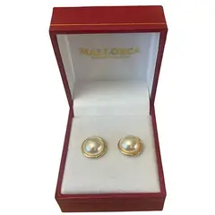 MALLORCA - AROS MEDIA PERLA DE 10MM ENCHAPADOS EN ORO DE 18K