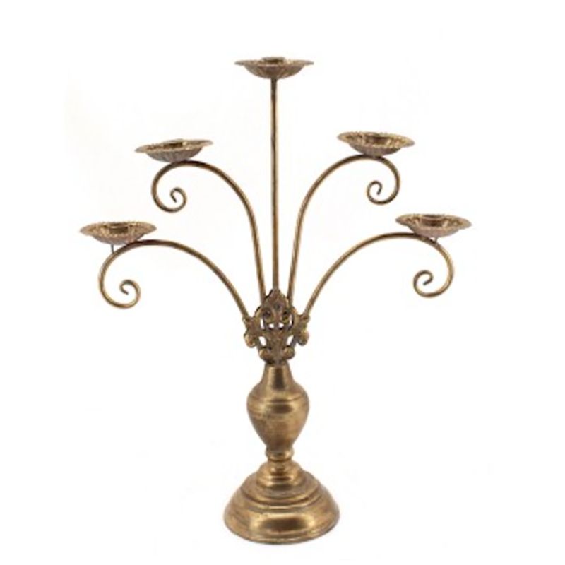 SORENTO - Candelabro Metálico Dorado Alto