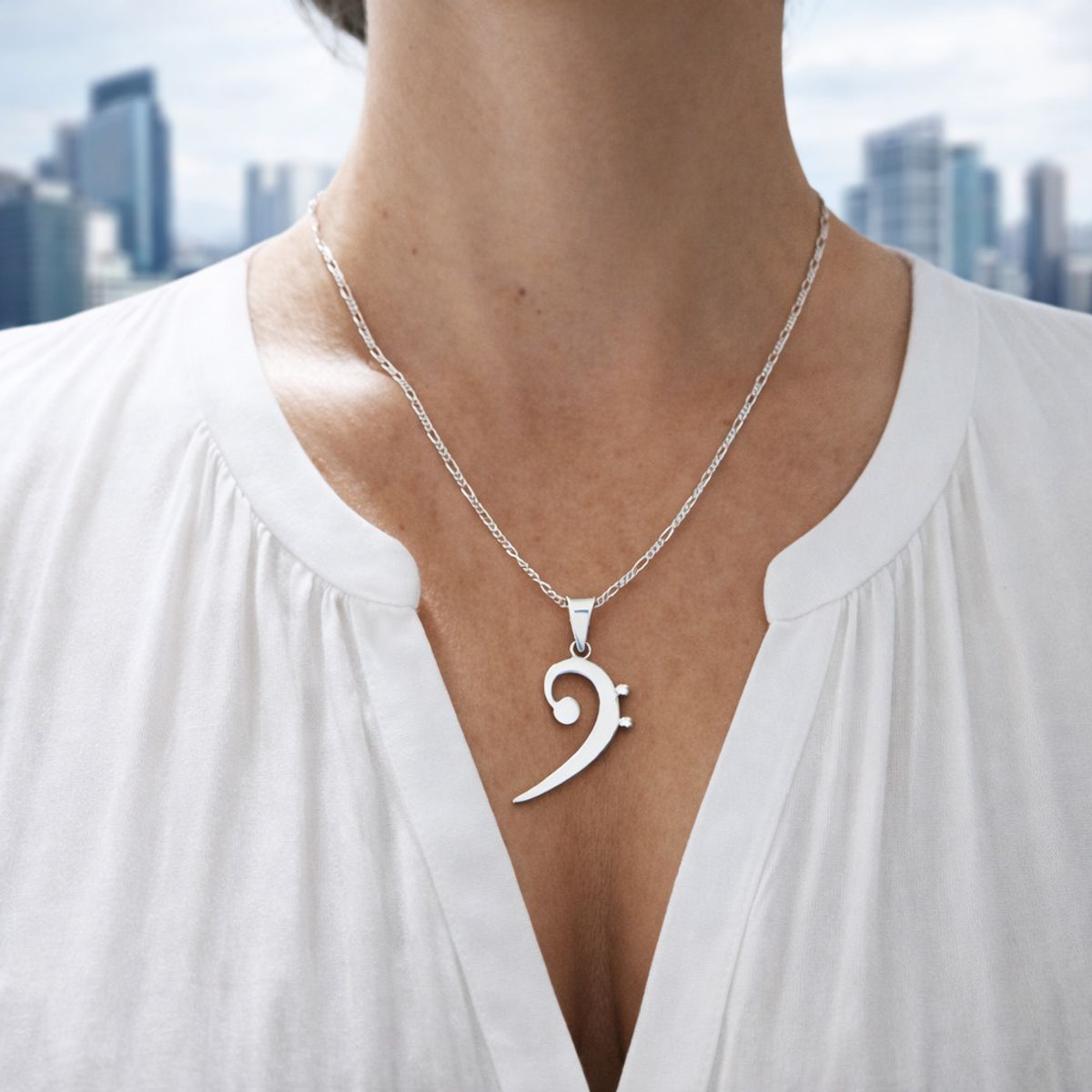 JOYAS MYTOKE - Colgante Nota Musical Fa Plata Fina 925 Simbolo Juvenil