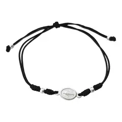 ANDREA COGGIOLA JOYAS - Pulsera Virgen De Los Rayos Plata Fina 925 Cordón Negro