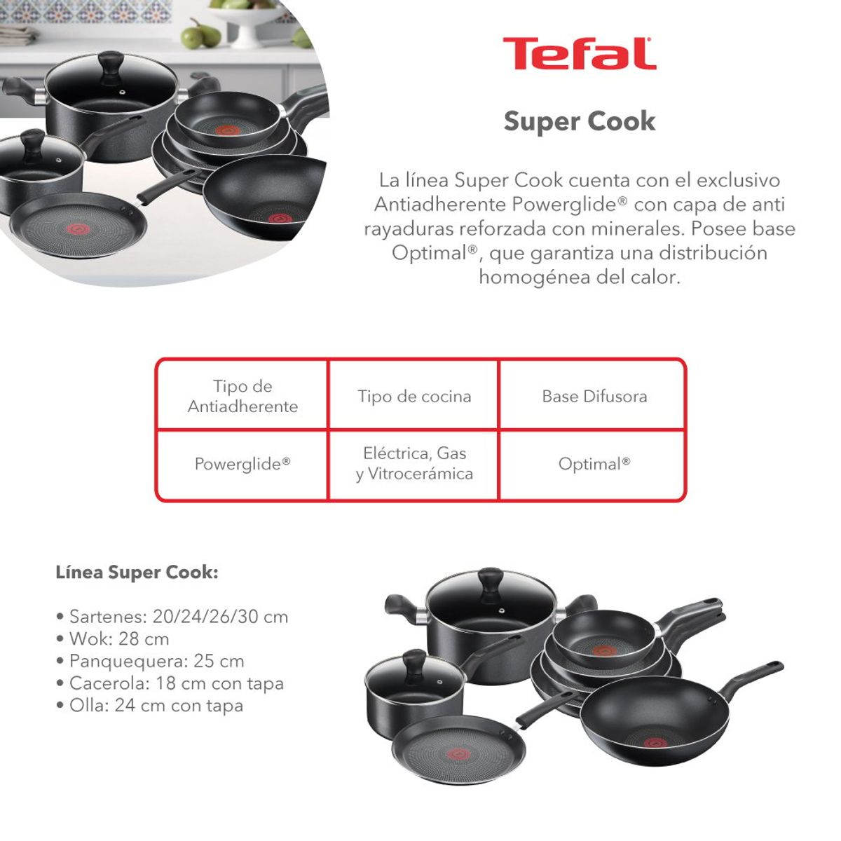 TEFAL - Sartén 20 cm Super Cook Tefal